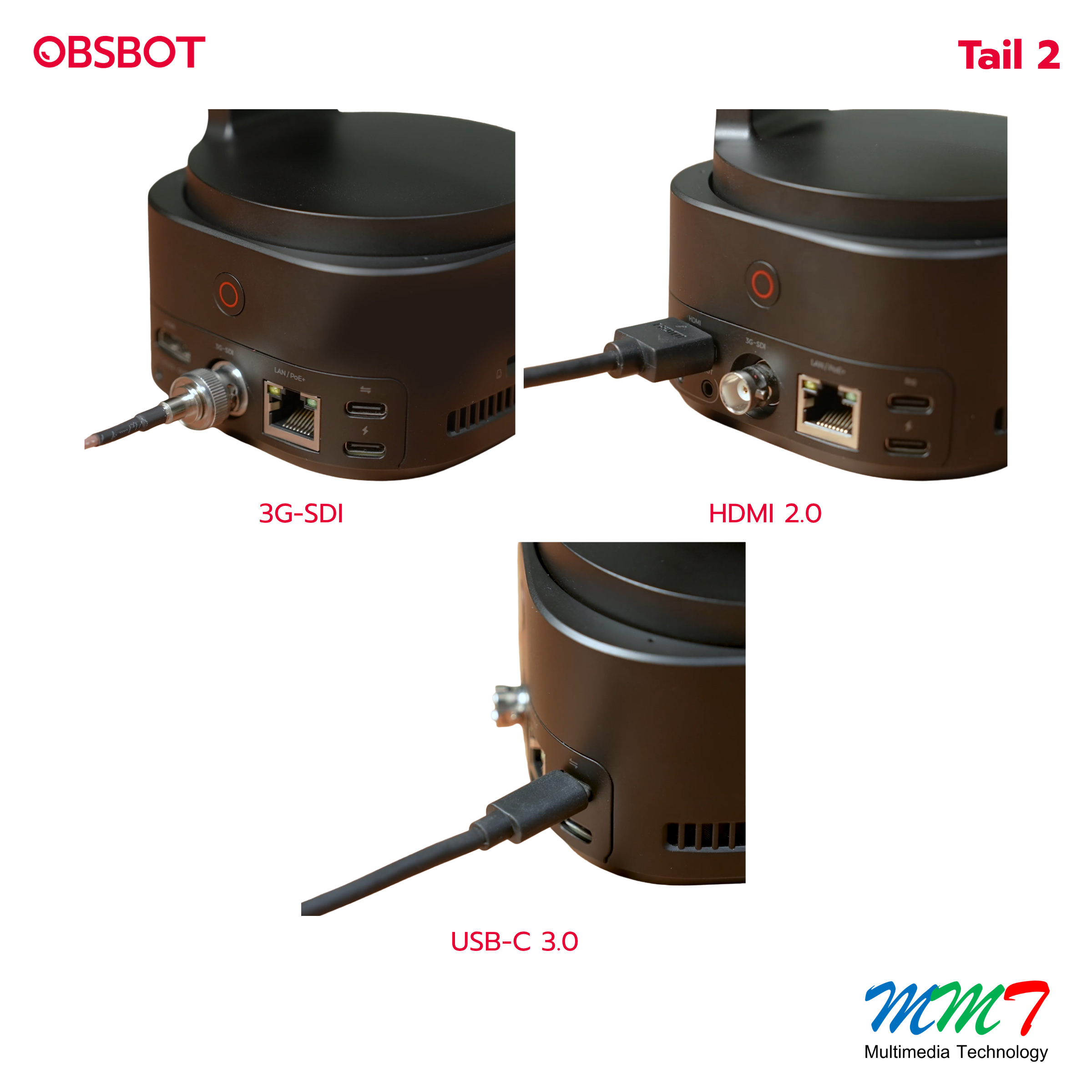 การส่งสัญญาณวิดีโอ (Video Output)

พอร์ต 3G-SDI: รองรับการส่งสัญญาณวิดีโอแบบเรียลไทม์

พอร์ต HDMI: รองรับการแสดงผลความละเอียดสูง เข้ากันได้กับอุปกรณ์แสดงผลส่วนใหญ่

พอร์ต USB-C: สามารถส่งออกวิดีโอได้ (ต้องเปิดใช้งานโหมด UVC ในการตั้งค่าเพิ่มเติมก่อน)